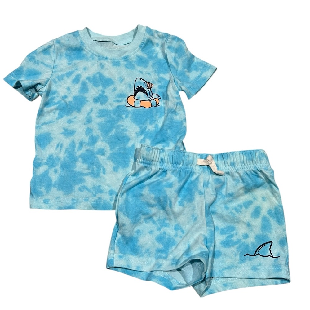 Jumping Beans 12M Shark Tie-Dye Baby Outfit Set